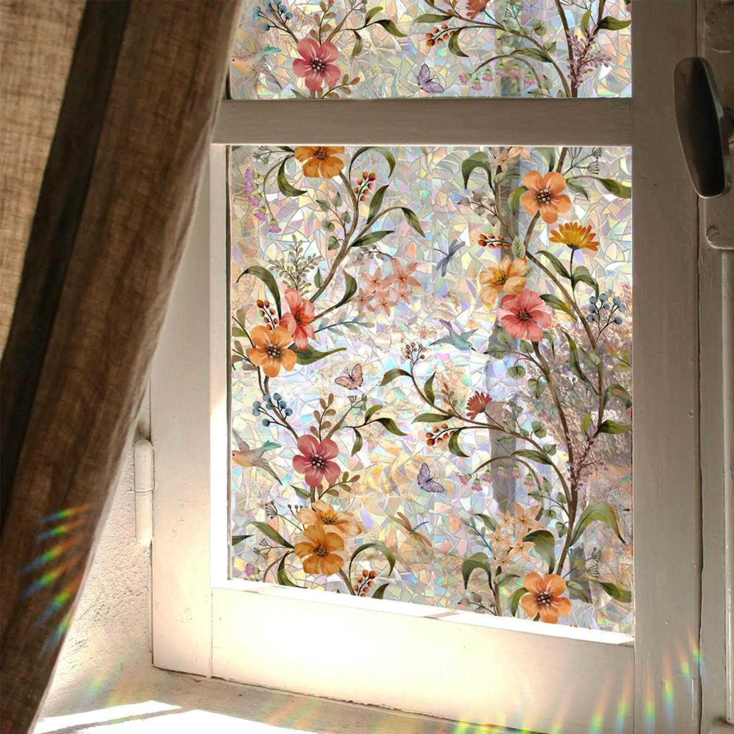 Stained Glass Window Film,Window  Films,Rainbow Glass  Stickers for  Anti UV17.7" x 43.3"