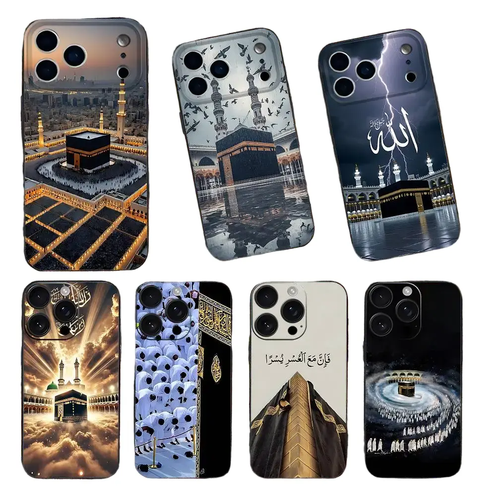 Holy Mosque Mecca Phone Cases For iPhone 17 Promax Pro Air 16 Plus 15 14 13 12 11 Black Soft Shell Shockproof Protective Cover Gift For Birthday Christmas Halloween