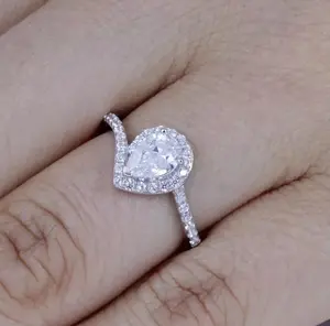 .925 Sterling Silver Teardrop CZ Wedding Band Engagement Ring Size 2.5-15 SM1174