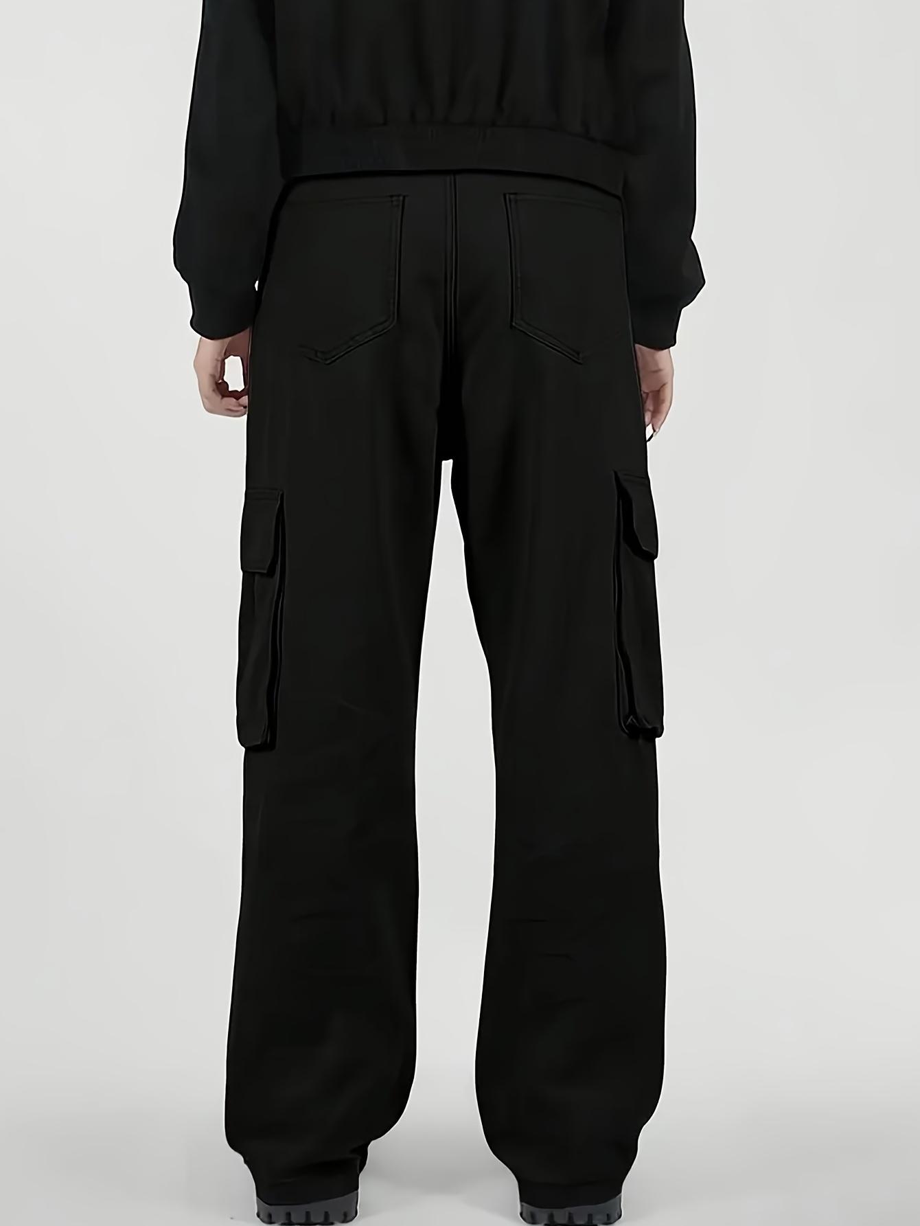 Men’s solid-color cargo pants with flap pockets, multifunctional workwear trousers—durable, casual, and comfortable for everyday wear; casual street-style long pants; fashionable men’s long pants suitable for all seasons.