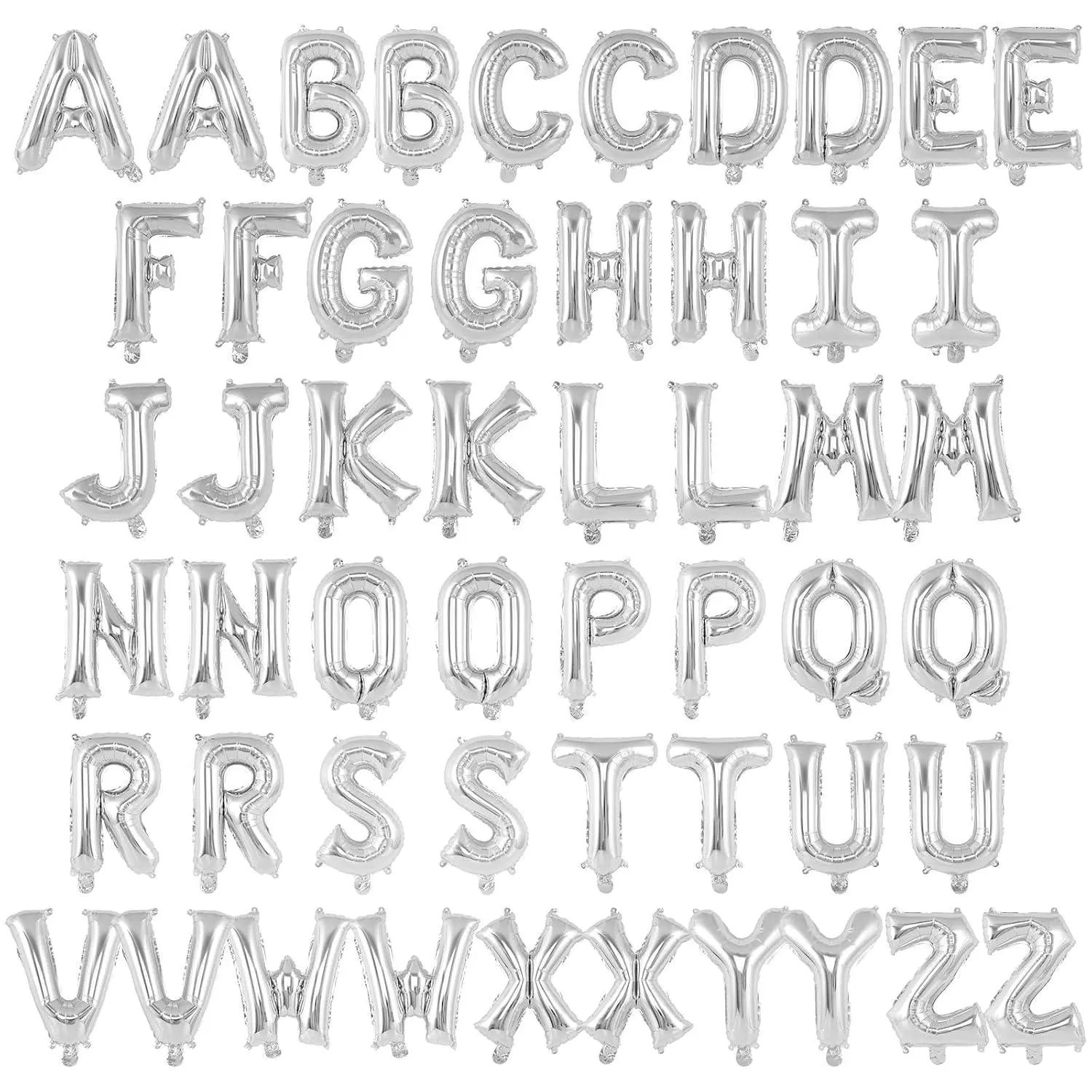 52 Pcs Silver Letter Balloons,16 Inch Foil Alphabet Letter Balloons,Letter A-Z Balloon Banner Custom Phrase Balloon For Birthday Party Wedding Anniversary Decoration (Silver 52Pcs)