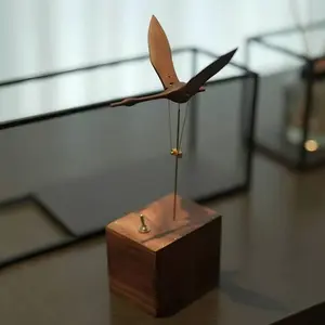 Lightyear24 Flying Swan Kinetic Sculpture, Battery-Powered Walnut Wooden Nature Decor with Motor, Collectible Figurine Ornament