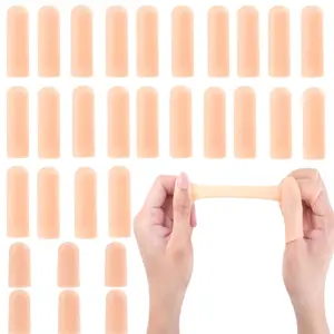 30 PCS Gel Finger Cots for Thumbs,2 Sizes Silicone Finger Caps,Rubber Finger Protector Covers,Soft Finger Covers for Cuts, Fingertip Protector for Embroidery, Arthritis,Cracking,Peeling,Hangnail,Callus and Pain Relief