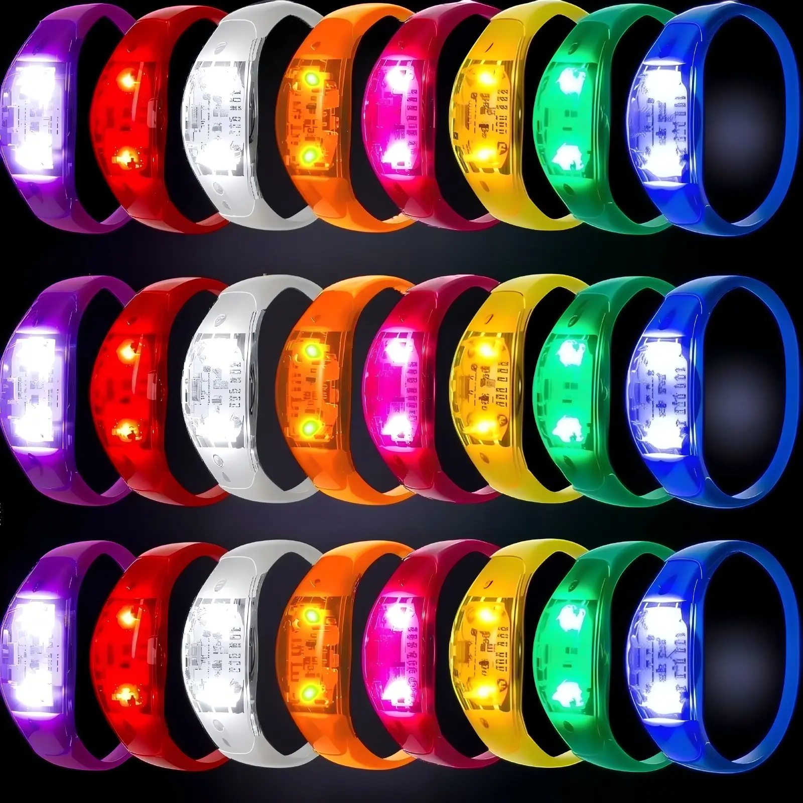 MICRENCY 20-Pack ABS Geometric Glowing Wristbands - Sound-Controlled Flashing, Dynamic Effects Party Glowing Party Favors for Concerts, Festive Events, Gift Option