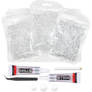 Transparent Resin Rhinestones w B7000 Jewelry Glue for Bedazzling Crafting 3mm 4mm 5mm Clear Flatback Jelly Stones Bulk SS10 SS16 SS20 Diamonds Gem for Nails Face Makeup Tumblers Bottles Crafts