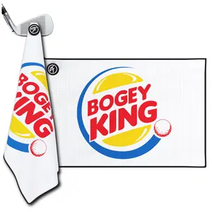 Fore Show Magnetic Golf Towel (Bogey King) Waffle Microfiber with Magnet for Golf Bags, Carts & Clubs - 24” x 16” Funny Golf Gift Accessory For Men