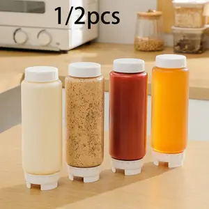 Reusable Reversible Squeeze Bottle, Refillable Nozzle, Large Dispenser for Sauces, Mustard, Sour Cream, Syrup, Kitchen & Restaurant Use