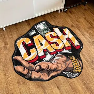Retro dollar special-shaped living room rug, creative interesting living room rug, Decorative area rug, irregular bedroom decoration rug, dollar bill pattern study rug, plush soft comfortable balcony rug, American street cool floor mat, Vintage Area Rugs