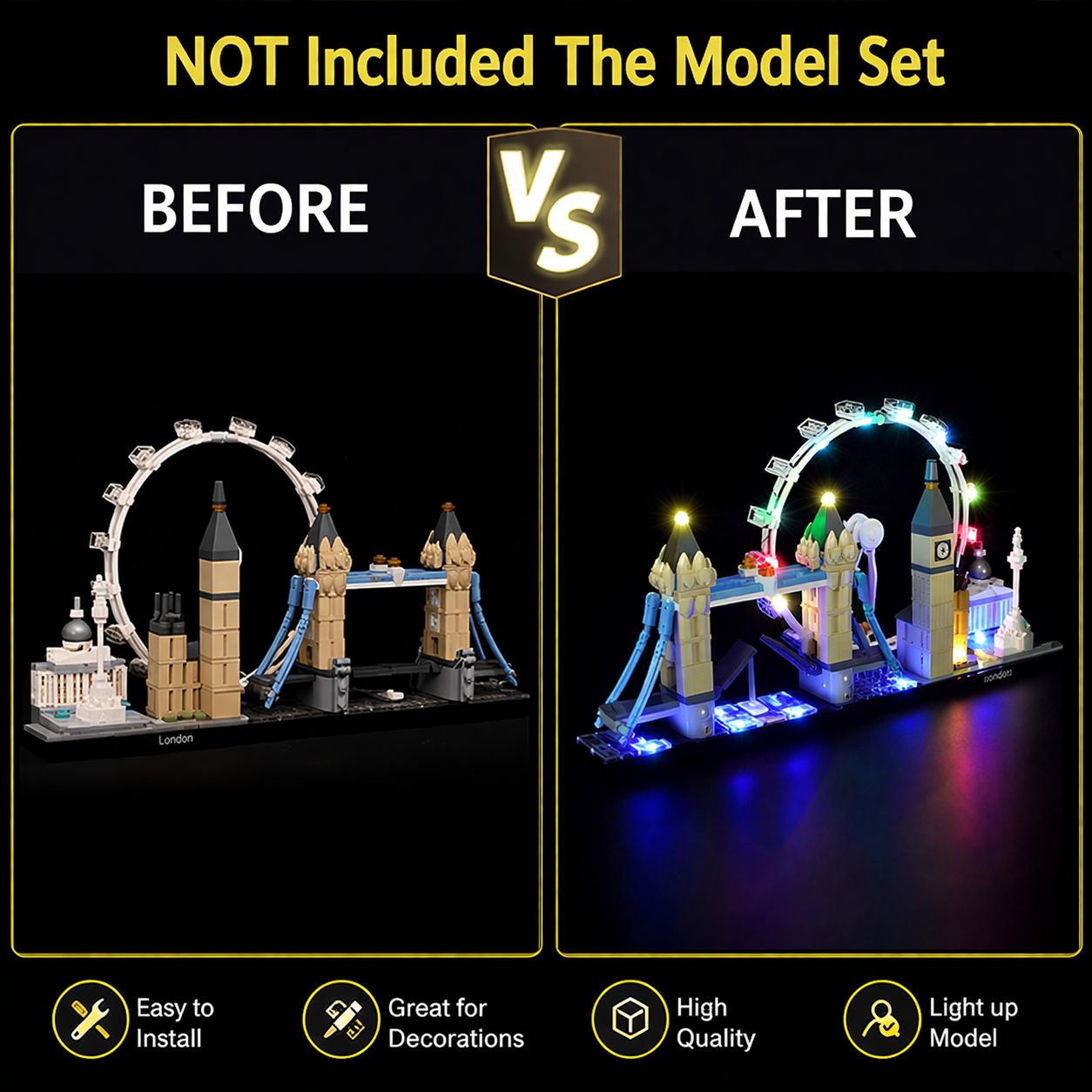 LYBMTWF LED Lighting Kit for LEGO Architecture Series: London Skyline 21034 (Building Bricks Not Included)