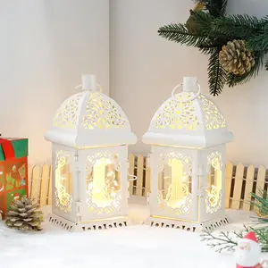 Vintage Decorative Lanterns Set of 2-7.5''H Battery-Operated Metal Hanging Lanterns with Fairy String Lights for Indoor & Outdoor Home Decor, Living Room, Parties & Events