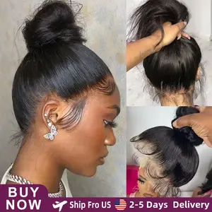Gefily Hair[14A] 360 Straight 22''-36'' HD Transparant Lace Front Wigs 180 Density Wigs Human Hair Pre Plucked With Baby Hair Ombre Honey Blonde 4/27 Colored 14A Brazilian Hair