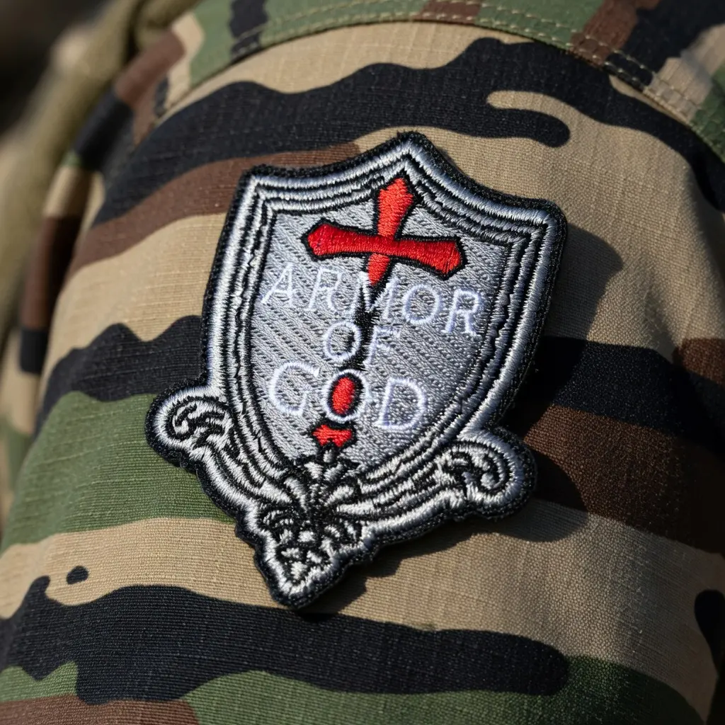 Armor of God Cross Shield Embroidered Patch, Custom Patches, Custom Embroidery DIY Accessories for Backpacks Army Vests Clothes Hook and Loop Tactical Patch