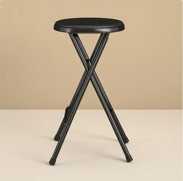 Folding Metal Stool, Black