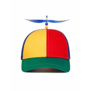 Adjustable Snapback Cap with Rotatable Helicopter Propeller Bamboo Dragonfly - Funny Rainbow Adventure Snapback Caps for Adults, Kids