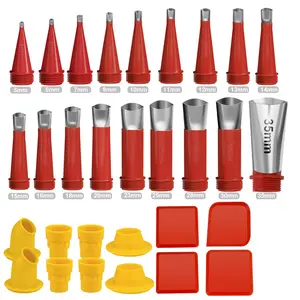 30PCS Reusable Stainless Steel Silicone Caulking Nozzle Kit - Universally Compatible, Durable Finisher Tool Set for Smooth Lines - Includes Base & Protective Caps for Multiple Projects (18 nozzles+8 bases+4 scraper blades) Bakeware Equipment Thin