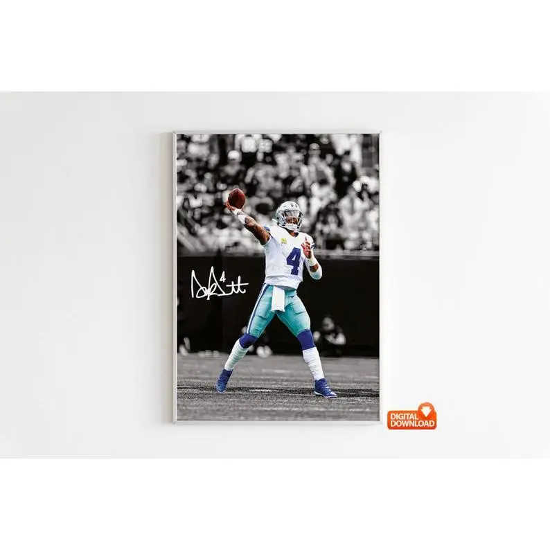 Dak Prescott Poster, Signed Football Poster, Unframed