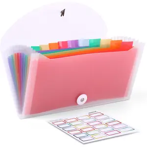 Receipt Coupon Organizer, 13 Pockets Small Accordion File Organizer with Labels for Receipt Cards, Bill Business, Coupons Storage, 10.2X 5.1 Inches (Transparent)