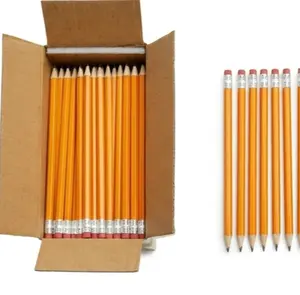 Wood-Cased #2 HB School Pencils with Erasers for Writing and Drawing, Pre-sharpened, Soft Strong Lead, Orange,