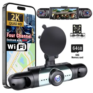 4-Channel Dash Camera for Cars with WIFI,Free 64GB SD Card,  WiFi & App Control, Night Vision, Parking Mode, G-Sensor, Loop Recording.