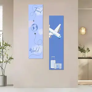 Travel Themed Pattern Wall Banner, 2 Counts/set Airplane Pattern Wall Decor, Wall Hanging Banner for Home Living Room Bedroom