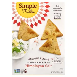 Simple Mills Veggie Flour Pita Crackers, Himalayan Salt, 4.25 oz (120 g)