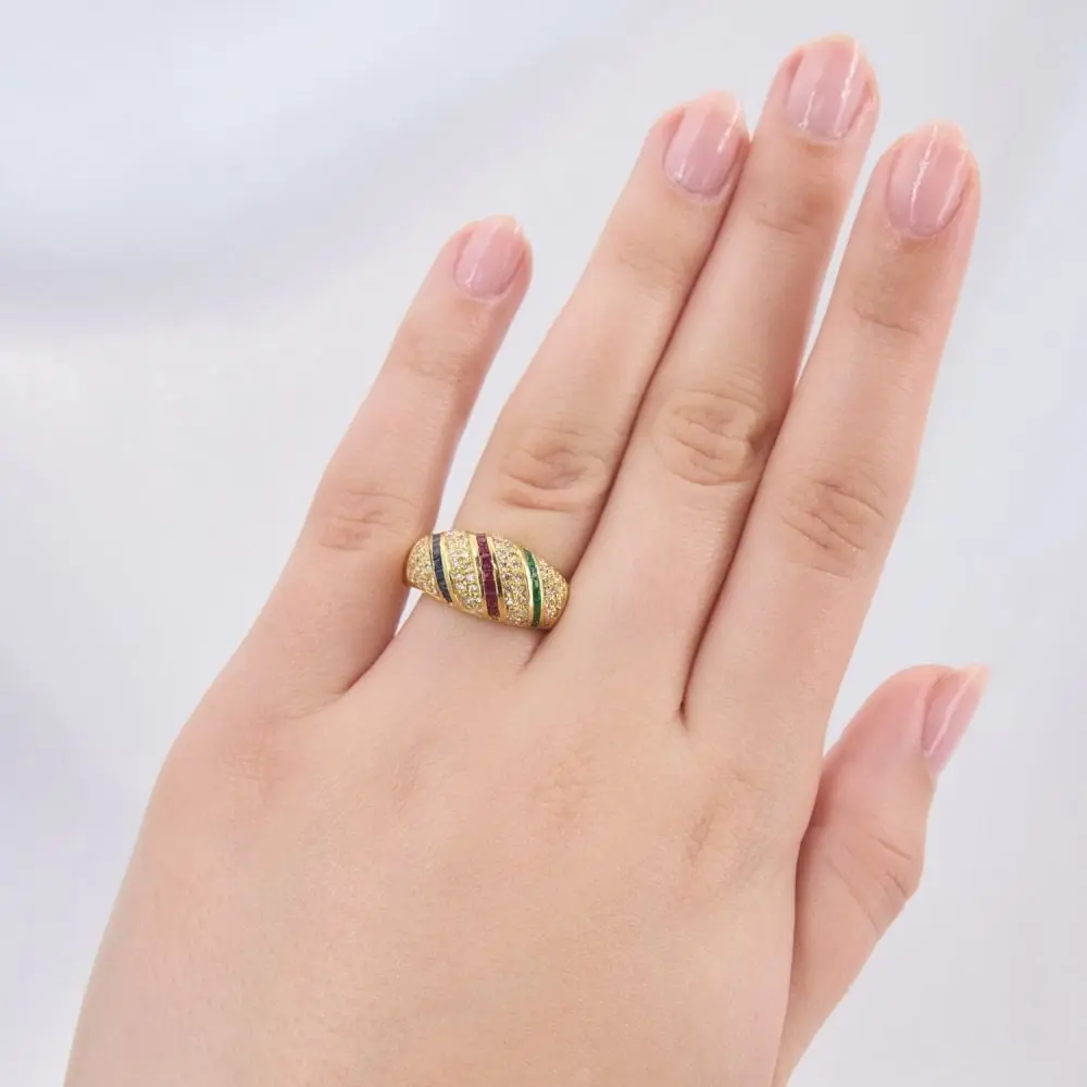 Women's Elegant Vintage Gold Engagement Ring - Multicolored Sparkling Synthetic Cubic Zirconia, Antique Birthstone Gold Ring for Engagement Photo Outfits, Valentine's Day Gifts, Gold Rings