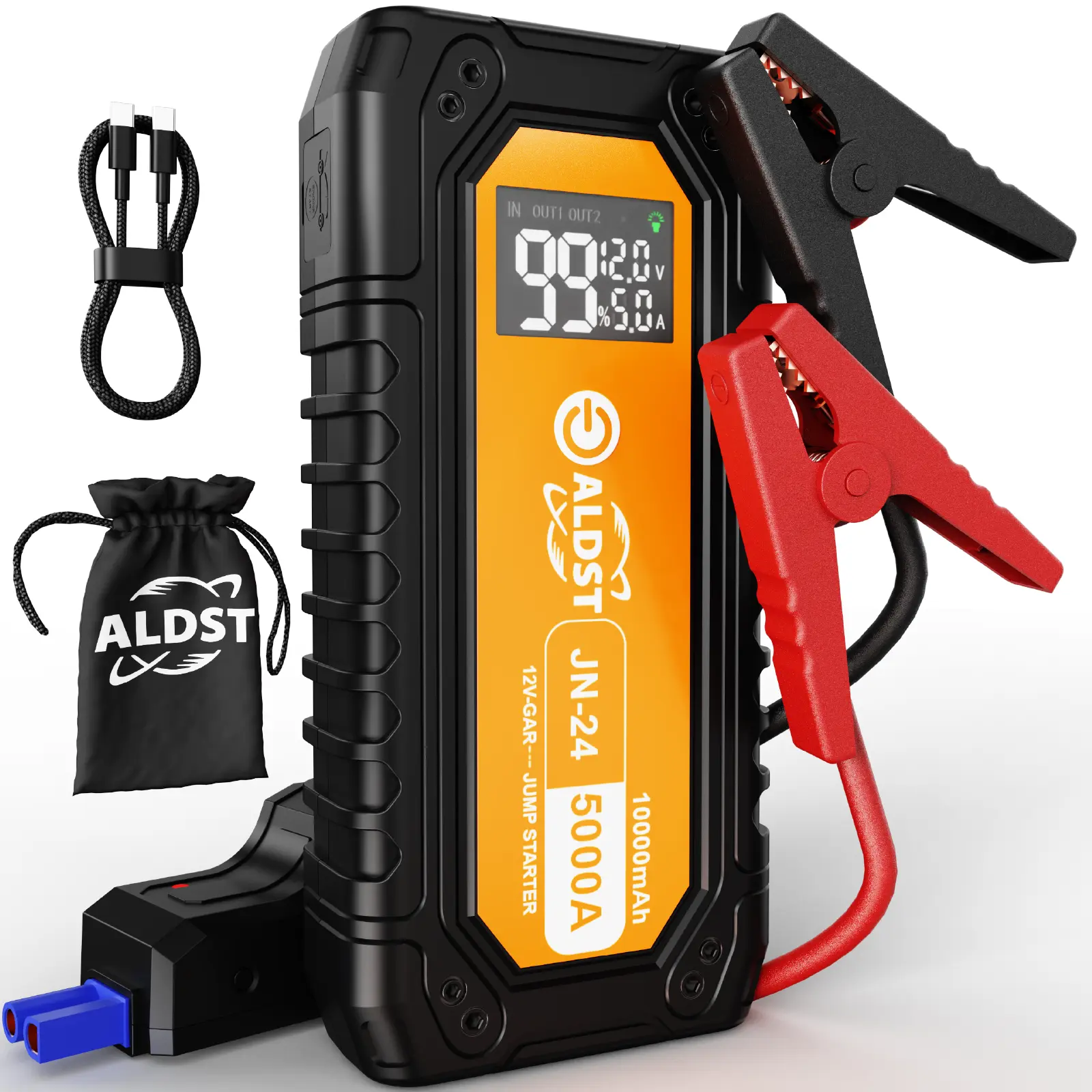 5000A Portable Car Jump Starter, 12V Battery Booster for Up to 9.0L Gas/8.0L Diesel, 45W PD Fast Recharge, LED Display, IP65,Automotive Car Accessories,Vehicle,Truck