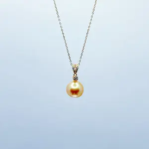 PEARLISM Fancy Design Southsea Golden Pearl Pendant Seawater Pearl  Necklace (Free S925 Chain)(11-12mm)-ASGP005