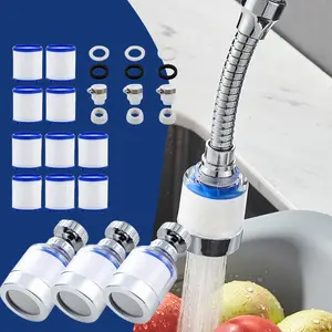 3pcs Set Of Faucet Water Purifier, 360 ° Rotating Sink Filter Faucet, Can Remove Chlorine, Fluoride, Heavy Metals And Hard Water, Suitable For Home, Outdoor, RV, Shopping Center And Hotel(Blue White)