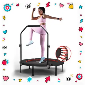 SkyBound 600 LBS Tested Foldable Mini Trampoline, 40'' Fitness Rebounder with Springs/Bungees, Foldable Mini Trampoline with Bungees/Springs，Adjustable U-Bar Handle, Stable Quiet Indoor/Outdoor Exercise Equipment Home Gym Kit tiktokshopspringglowup
