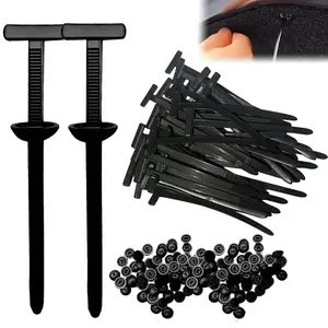 100 Pieces Nylon Universal Cable Tie Buckles, Heavy Duty Self-Locking Cable Tie Holders, Multipurpose Plastic Cable Tie Tools, UV Resistant Fasteners for Car Fender & Trunk Repair, Home & Auto Daily Repair