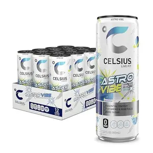 CELSIUS ASTRO VIBE Sparkling Blue Razz, Sugar Free Energy Drink, 12 Fl Oz (Pack of 12)
