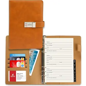 Password Book with Alphabetical Tabs & Lock, 302 Pages Leatherette Hardcover Internet Address Keeper Logbook, Refillable Pages, 576 Entries Large Print for Seniors Home Office, A5