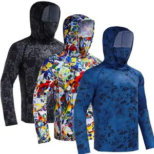 RODEEL 915 Sun Hoodie Shirts w/ Mask Neck Gaiter Men UPF 50+ UV Protection Long Sleeve Lightweight Quick Dry Moisture Wicking Breathable Activewear for Outdoor Fishing Boating Hiking Roofing Construction Tree Service Gardening Landscaping summervibes