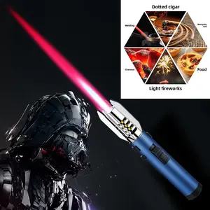 Windproof butane torch lighter, 360 ° use, with adjustable flame and lock switch, turbo torch spray ignition gun, camping barbecue welding supplies, cigar tools, perfect for cooking, Halloween, Christmas, Father's Day (without butane gas)