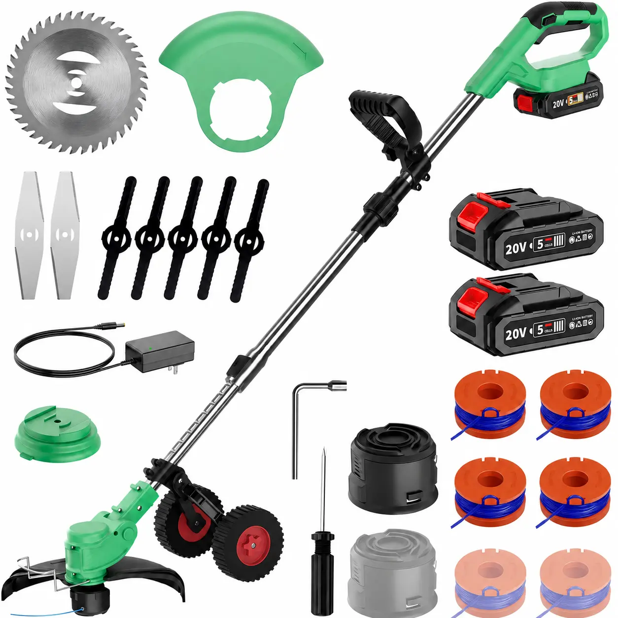 20V Cordless Grass Trimmer Kit with Li-Ion Battery - Portable Electric Lawn Edger for Garden, Yd & Lawn Care
