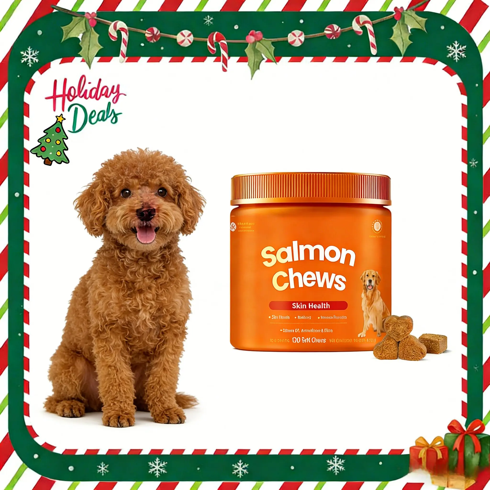 Omega-3 Fish Oil Chewable Tablets, promotes healthy skin, shiny coat, and strong joints - 120 tablets per bottle - Made with salmon oil.