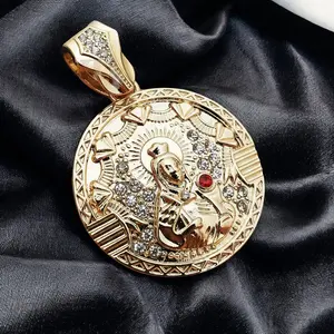 MaxBling81 38mm Classic Cross Pendant - Iced Santa Barbara Style Religious Charm with Cubic Zirconia, Men's Hip Hop Fashion Pendants & Accessories, Gold Plated Necklace for Casual Unisex Wear