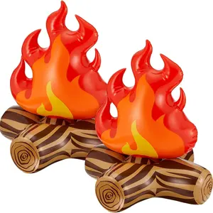 2 Piece Inflatable Fake Campfire Prop, Camping Party Decoration Artificial Fire, Indoor Camping Overstay Scene Setting
