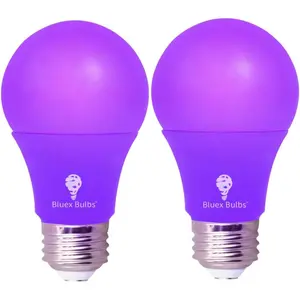 2 Pack LED A19 Purple Light Bulb - 9W (60Watt Equivalent) - E26 Base LED Bulb, Party Decoration, Porch, Home Lighting, Holiday Lighting, Non-Dimmable.