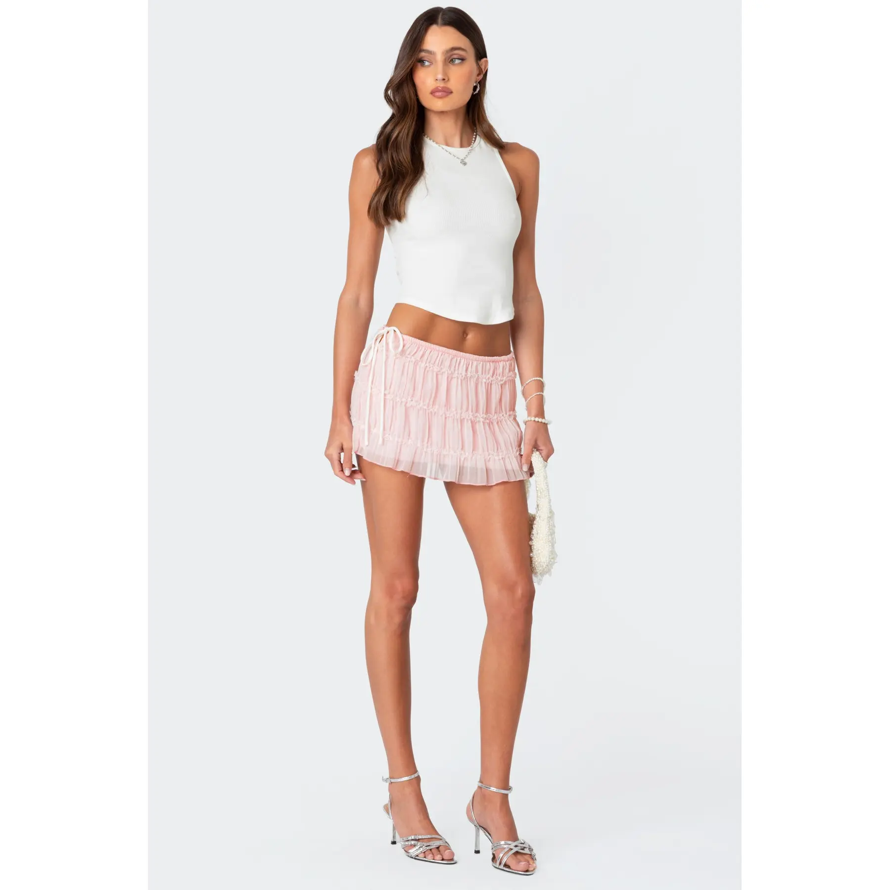 Abrielle Tiered Chiffon Mini Skirt