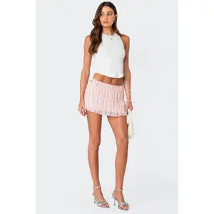 Abrielle Tiered Chiffon Mini Skirt