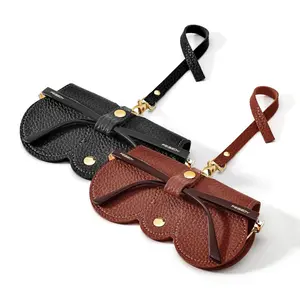 Cute Sunglasses Protective Case for Women, Eco-Friendly Plain Artificial Leather Design Textured Glasses Bag, Creative and Fashionable Portable Glasses Case, Engravable Girlfriend Gifts