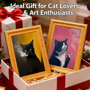 Cat Fridge Magnets Cute Cool Cat 3D Wood Magnet Funny Art Frame Designs Decorations for Refrigerator Garage Door or Kitchen Removable Indoor Outdoor Magnetic Decals 1Pcs