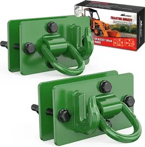 Nilight 2PCS Tractor Bucket Hooks with Tie Down Ring, Grade 70 Grade Forged Steel Bolt-On Grab Hook with Back Plates for Tractor Bucket RV UTV Truck MBS 15000 lbs, Green