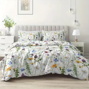 3 Piece Floral Down Comforter Set, 100% Polyester Bedding, Decorative Bedding Set, Comfy Bedding Set, Soft Breathable, Perfect for Bedroom Decor, Easy Care, Floral Bedding Sets