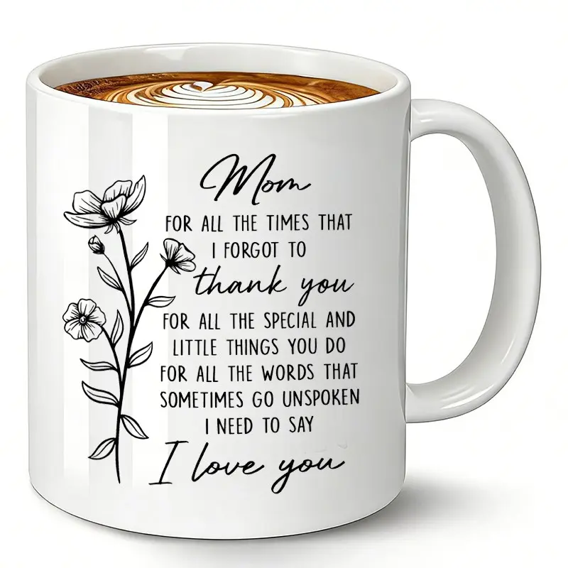 Mom Coffee Mug 11oz Ceramic Cup, Floral Gift Mug, Perfect Gift for Mother's Day, Birthday, Christmas, Express Your Love, From Daughter/son