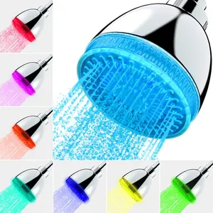 LED Shower , Shower  with Light, 7 Color Flash Light Automatically Changing LED Fixed Showerhead for Bathroom Adjustable High  Rain Shower  Light up for  Adult Easy Installation
