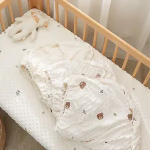 1Pc Baby Bed Comforter Soft Plush Fabric Crib Sheet Set Newborn Patchwork Mattress Cover All Seasons Washable Multiple Sizes Available