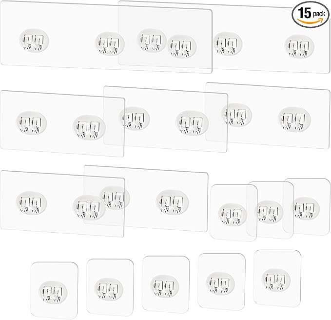 15 Pack Shower Caddy Adhesive Replacement Hooks – Heavy Duty No Drill Wall Stickers for Bathroom Shower Shelves & Kitchen Storage Racks, 3 Sizes 15 Pack Shower Caddy Adhesive Replacement Hooks – Heavy Duty No Drill Wall Stickers for Bathroom Shower Shelves & Kitchen Storage Racks, 3 Sizes
